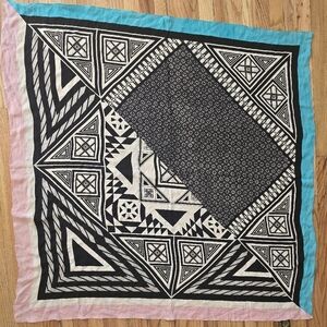 A PEACE TREATY 100% Silk Scarf Pashmina Wrap Handmade 49 X 51 Multicolored Aztec